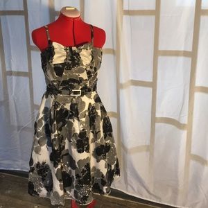 Vintage style black/white floral party dress